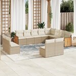 vidaXL Salon de jardin avec coussins 12 Pièces beige résine tressée