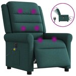 vidaXL Fauteuil de massage inclinable électrique Vert foncé Tissu