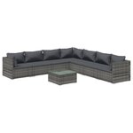 vidaXL Salon de jardin 8 Pièces avec coussins Résine tressée Gris