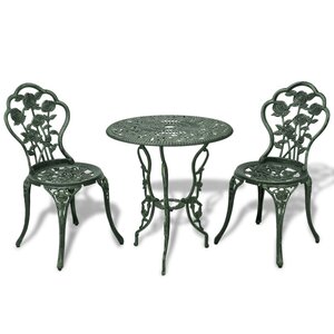 vidaXL Ensemble de bistro 3 Pièces Aluminium coulé Vert