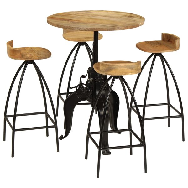 vidaXL Meuble de bar 5 Pièces Bois massif de manguier
