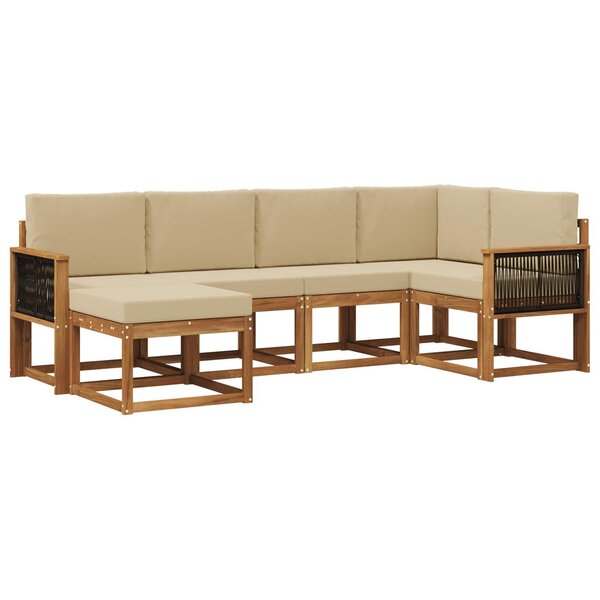 vidaXL Ensemble de canapés d'extérieur 6 pc Naturel et Beige