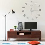 Vidaxl horloge murale 3d design moderne argenté 100 cm xxl