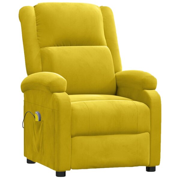 vidaXL Fauteuil de massage Jaune Velours