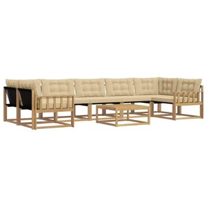 vidaXL Ensemble de canapés d'extérieur 8 Pièces Blanc et Beige
