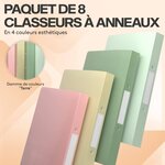ACROPAQ -  8 x Classeur A4 - Avec 2 Anneaux 30mm  Jusqu'à 200 feuilles  Dos de 3 5 cm  Terre