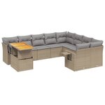 vidaXL Salon de jardin avec coussins 10 Pièces beige résine tressée