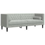vidaXL Canapé Chesterfield avec traversins 3 places gris clair velours