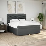vidaXL Sommier à lattes de lit avec matelas Gris foncé 180x200cm Tissu