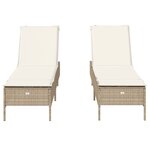 vidaXL Chaises longues avec coussins lot de 2 beige résine tressée