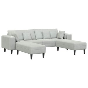 vidaXL Canapé en velours avec coussin 3 Pièces Gris clair 208 cm Velours