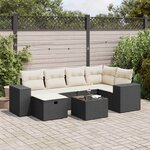 vidaXL Salon de jardin 7 Pièces avec coussins noir résine tressée