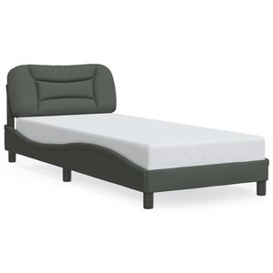 vidaXL Cadre de lit avec LED sans matelas Hvar gris foncé 90x200 cm tissu