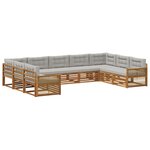 vidaXL Ensemble de canapés d'extérieur 9 Pièces Naturel et gris clair