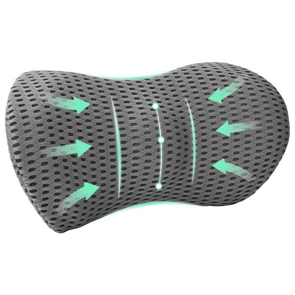 vidaXL Coussin de Dos avec oreiller Gris 47 5 x 23 x 12 cm Maille 4D