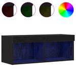 Buffet TV vidaXL avec éclairage LED Chêne noir 80x30x30 cm