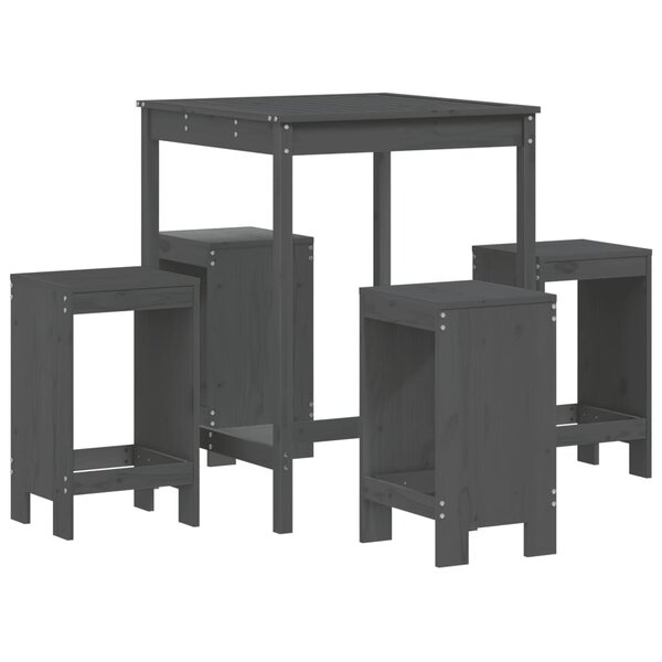 vidaXL Ensemble de bar de jardin 5 Pièces gris bois de pin massif