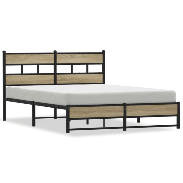 vidaXL Cadre de lit en métal sans matelas chêne sonoma 150x200 cm