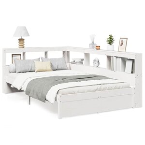 vidaXL Lit bibliothèque sans matelas blanc 120x200 cm bois pin massif