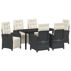 vidaXL Ensemble de salle à manger pour jardin 7 Pièces Noir polyrotin