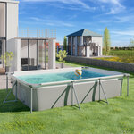 Tectake Piscine tubulaire rectangulaire 3,75 m x 2,82 m x 0,7 m - gris