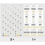 420 stickers dates pour Bullet journal - noir-gris-doré