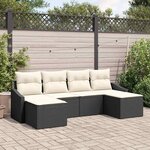 vidaXL Ensemble de canapé de jardin 6 Pièces Noir Poly rotin