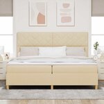 vidaXL Lit à ressorts avec matelas Crème 200 x 200 cm tissu