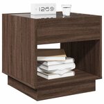 vidaXL Table de chevet avec LED infini chêne marron 50x50x50 cm