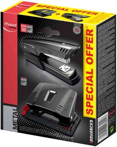 Pack agrafeuse et perforateur Advanced  gris foncé MAPED