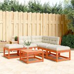 vidaXL Salon de jardin 5 Pièces avec coussins cire marron bois pin massif