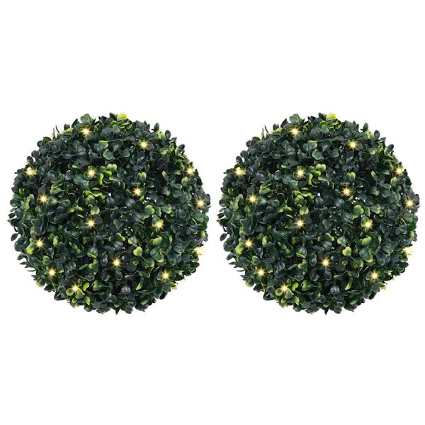 vidaXL Boules de buis artificielles avec lumières LED 2 Pièces vert 45 cm