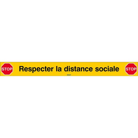 Signe de sécurité adhésif Respecter la distance sociale Rectangle 80 x 800 mm BRADY