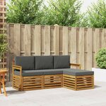 vidaXL Ensemble de canapés d'extérieur 4 Pièces Naturel et Anthracite