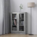 vidaXL Armoire à vitrine Gris béton 82 5x30 5x115 cm Bois d'ingénierie