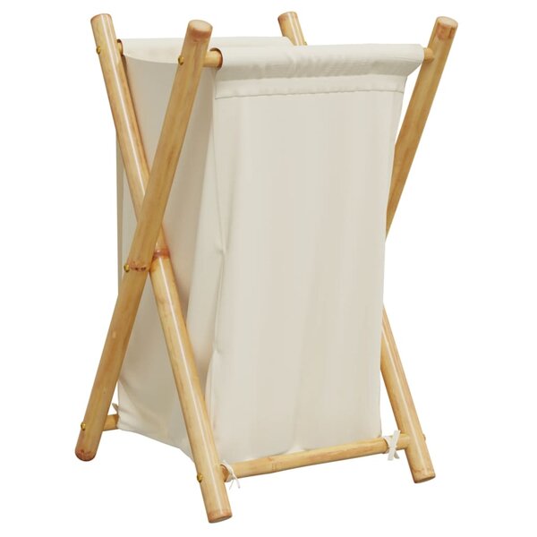 vidaXL Panier à linge blanc crème 41 5x36x63 5 cm bambou