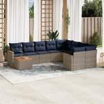 vidaXL Salon de jardin 10 Pièces avec coussins gris résine tressée