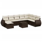 vidaXL Salon de jardin avec coussins 9 Pièces marron résine tressée