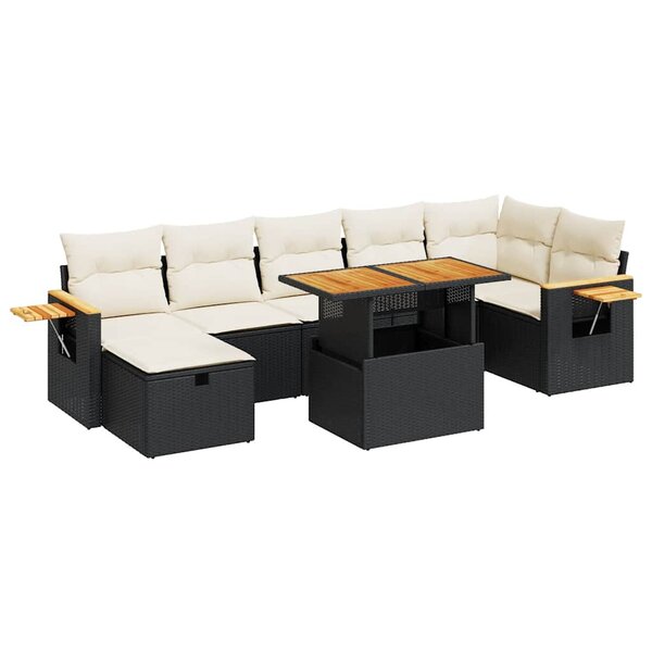 vidaXL Salon de jardin 5 Pièces avec coussins noir résine tressée