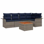 vidaXL Ensemble de canapé de jardin 6 Pièces Gris Poly rotin