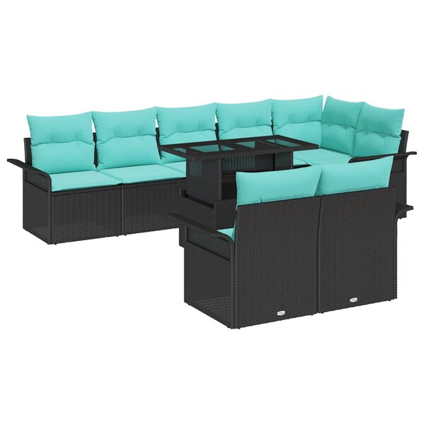 vidaXL Ensemble de canapé de jardin 9 Pièces Noir Poly Rattan