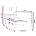 vidaXL Cadre de lit Noir 75x190 cm Petit simple Bois massif