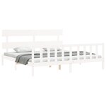 vidaXL Cadre de lit avec tête de lit blanc Super King Size bois massif