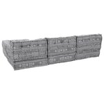 Sofa poof modulable convertible 4 places en tissu gris clair