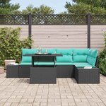 vidaXL Ensemble de canapé de jardin avec coussin 6 Pièces Noir et bleu