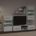 vidaXL Meubles TV 5 Pièces avec lumière LED blanc mat bois d'ingénierie