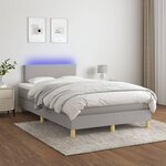 vidaXL Sommier à lattes de lit matelas LED gris clair 120x190 cm tissu