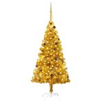 vidaXL Arbre de Noël artificiel pré-éclairé et boules doré 210 cm PET