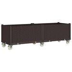 vidaXL Jardinière à roulettes marron 160x50x54 cm PP