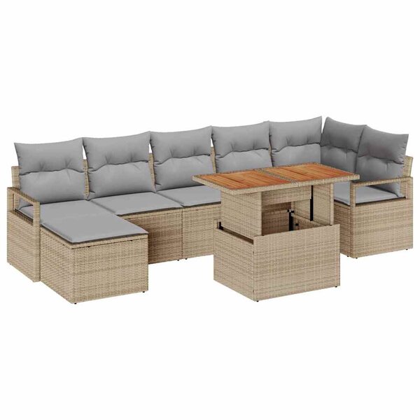 vidaXL Ensemble de salle à manger pour jardin 8 Pièces Beige et gris